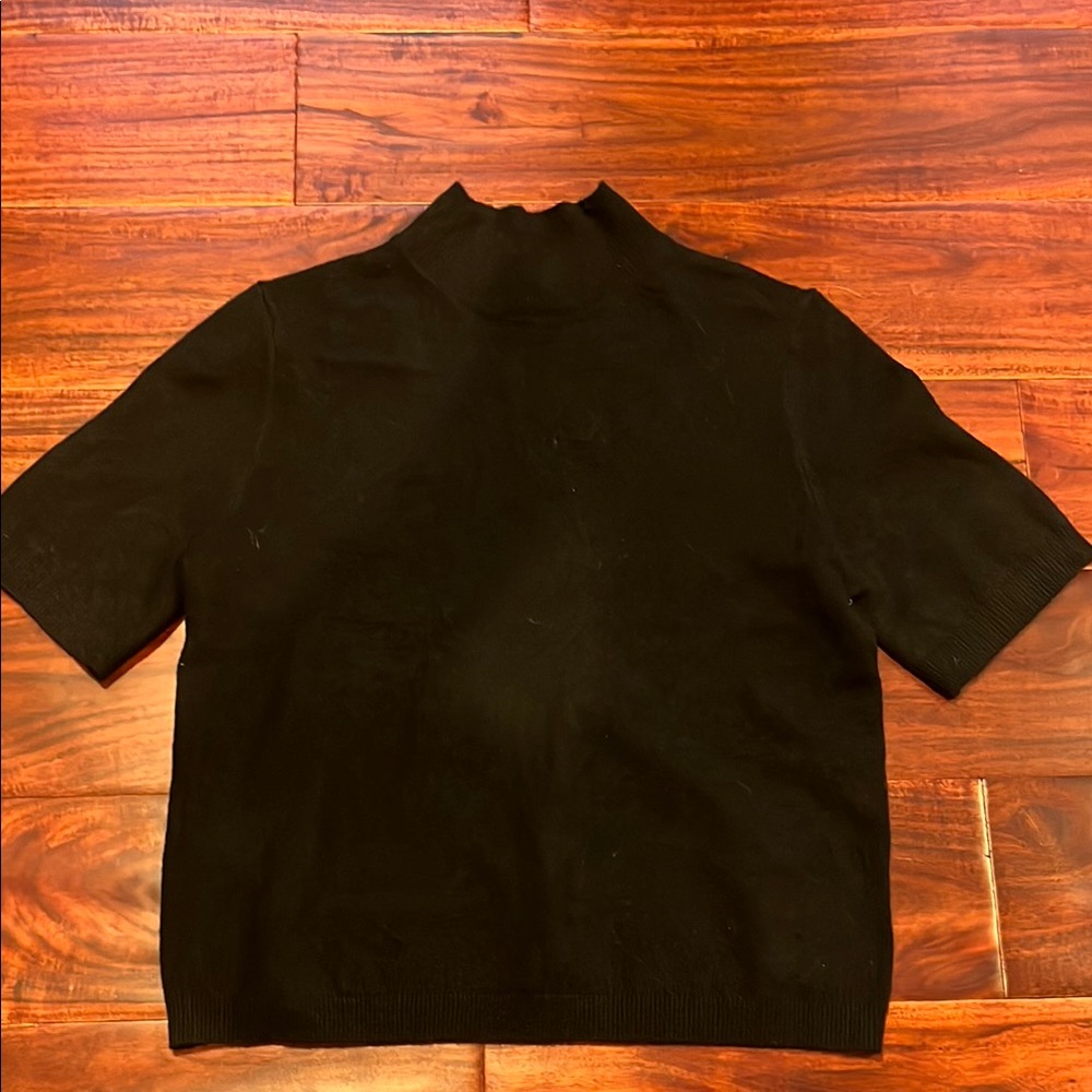 a new day Black Crop Sweater with Turtleneck Design